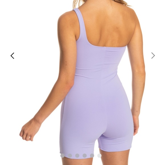 Roxy Kelia Lavender Purple Asymmetrical Workout Bodysuit Romper - Picture 4 of 15